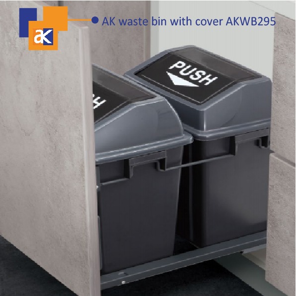 Buy Ak Soft Close Waste Bin With Cover - 295x450x480 Online | Manufacturing Production Services | Qetaat.com